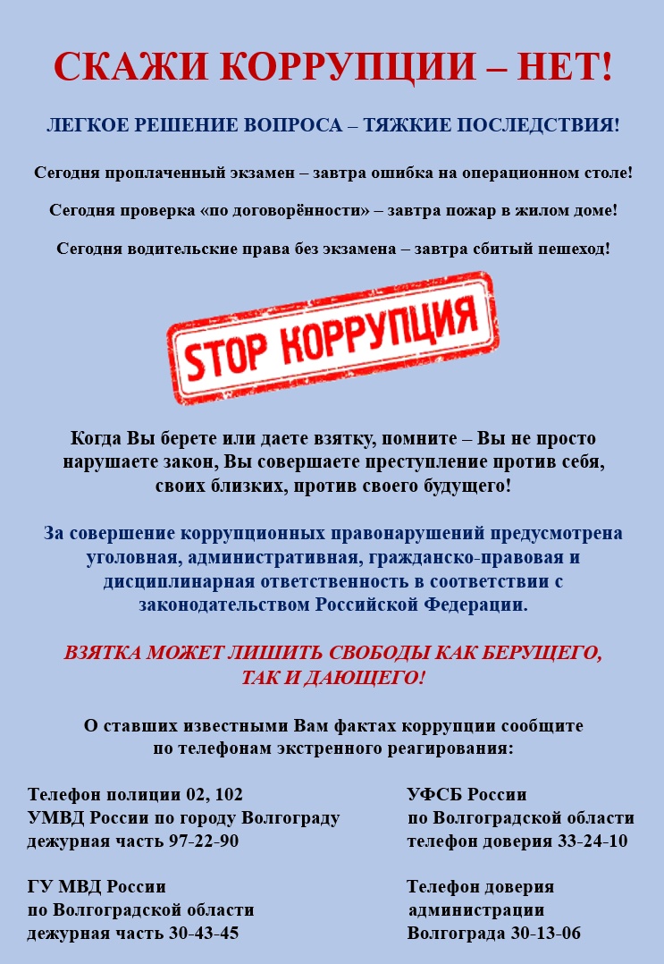 СКАЖИ КОРРУПЦИИ - НЕТ!
